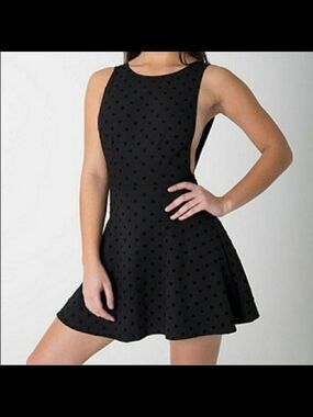 American Apparel Black Polka Dot Side-boob Cutout Mini Dress